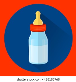 vector image baby bottle with milk and pacifier