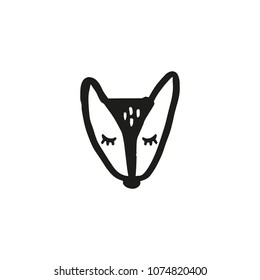 Vector image. Baby fox face. Scandinavian art. Clipart, isolated.