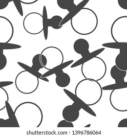 Vector image of baby pacifier. Vector pacifier seamless pattern on a white background.  Layers grouped for easy editing illustration. For your design.