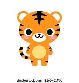 
Vector image of a baby tiger on a white background.