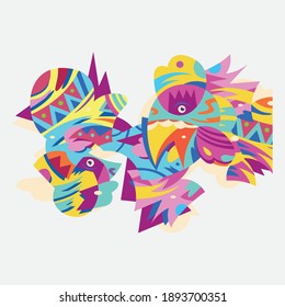 vector image background with primitive style and decorative colors