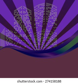Vector image a background skyscraper whit shine