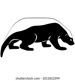 Vector image of badger silhouette on white background