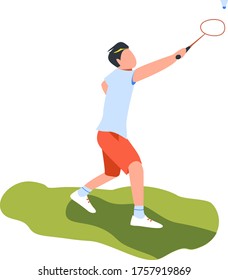 Vector image of a badminton player. Sports games at a distance. Illustration. Badminton players icons and illustrations in vector style.