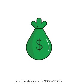 Vector image of a bag with money on a white background.