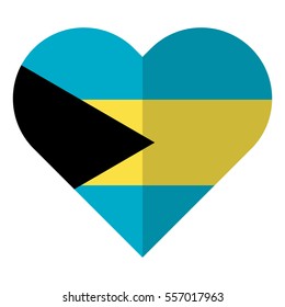 Vector image of the Bahamas flat heart flag