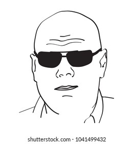 Vector image of a bald man wearing glasses