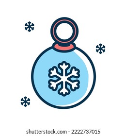 vector image of a ball to decorate a blue Christmas tree with a white background