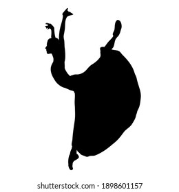 vector image of a ballerina silhouette in black in the attitude pose