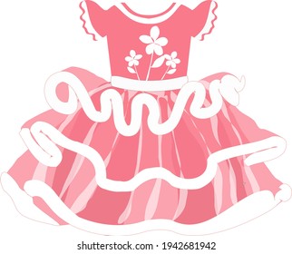 vector image of a ballerina's baby puffy tutu dress in pink on a white background