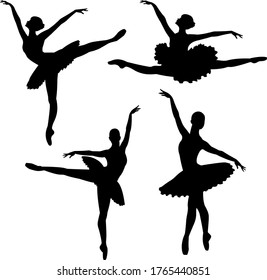 vector image of a ballerina's silhouette isolated on a white background while dancing