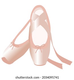 vector image of ballet pointe shoes in pink tones on a white background