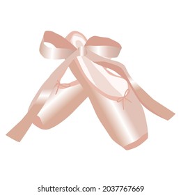 vector image of ballet pointe shoes in pink tones on a white background