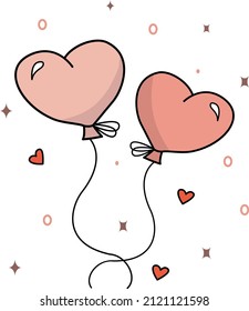 Vector image of balloons. Pink balloons in the shape of a heart for Valentine's Day, a declaration of love.An element of the decor of a wedding celebration, for a website or mobile application.