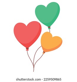 vector image of balloons in the shape of hearts on a white background