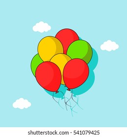Vector image of balloons in the sky