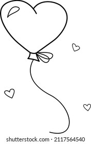 Vector image of balloons. Valentine is day.A romantic love message, a declaration of love.An element of the decor of a wedding celebration. A simple contour vector, website or mobile application.