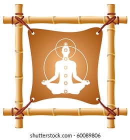 vector image of a bamboo frame with a taut sheet of paper