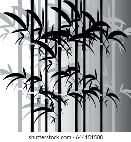 Vector image of bamboo trees of dark color on white and gray background