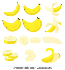 Vector image of a banana. The concept of healthy food and fresh fruit. Tropical fruits, banana snacks or vegetarian meals.