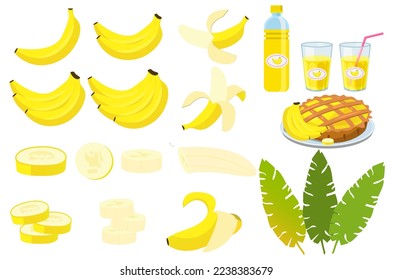 Vector image of a banana. The concept of healthy food and fresh fruit. Tropical fruits, banana snacks or vegetarian meals.