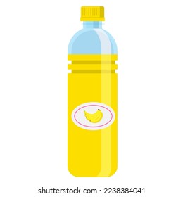 Vector image of banana juice. The concept of healthy food and fresh fruit. Tropical fruits or vegetarian food.