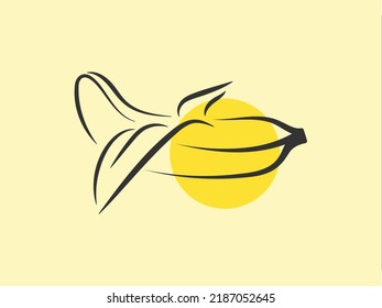 Vector image of a banana in the shape of a plane