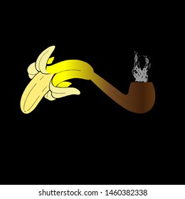 vector image of banana and smoking pipe