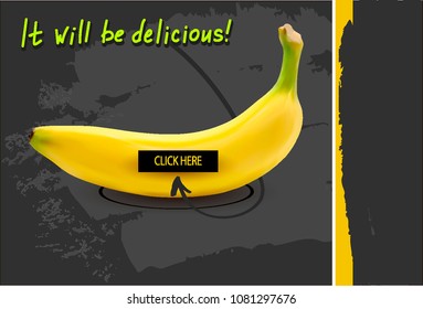 Vector image of a banana.Realistic yellow banana.Vector image for sale of fruits for shops. A picture for price tags, advertising posters, leaflets.