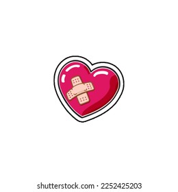 The vector image of a bandaged heart represents a wounded heart that can be used for your various illustrative purposes