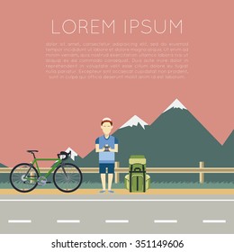 Vector image of a banner of Bicycle trip
