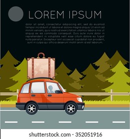 Vector image of a banner with car trip