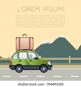 Vector image of a banner with car trip