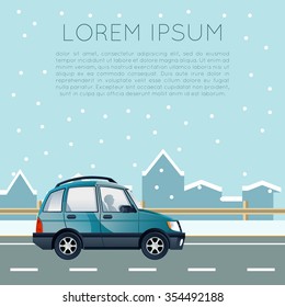 Vector image of a banner with car trip