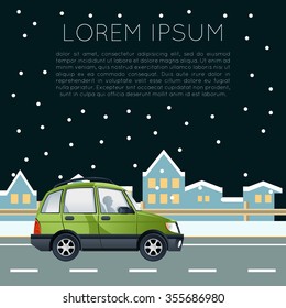 Vector image of a banner with car trip