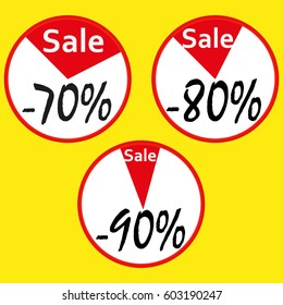 vector image of banner with discounts on a yellow background