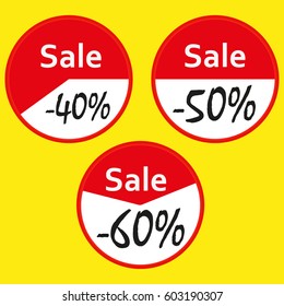 vector image of banner with discounts on a yellow background