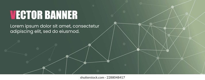 
Vector image for banner drawn with geometric patterns that image synapses and chemical formulas on a green gradient background.