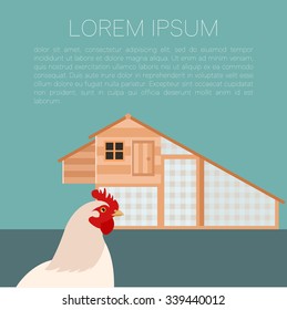 Vector image of a banner with hen house 
