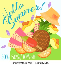 Vector image, banner with summer spirit, summer sale. Hot summer sale. Special offer. 