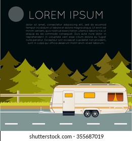 Vector image of a banner with trailer trip 