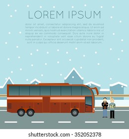 Vector image of a banner of trip by bus