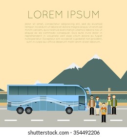 Vector image of a banner of trip by bus