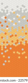 Vector image for banners with a gradient of white-gray-orange drawn with a geometric pattern of regular hexagons.