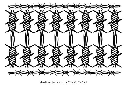 Vector image of barbed wire fence, sharp and unique barbed wire fence background