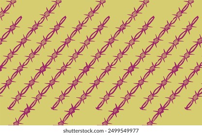 Vector image of barbed wire fence, sharp and unique barbed wire fence background