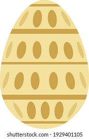 Vector image of a basic, 2D Easter egg for religious holiday in April with golden, gold colors.