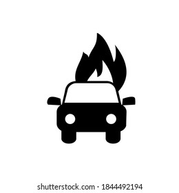 Vector image. Basic icon a fire in a car.