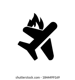 Vector image. Basic icon a fire in an airplane. Solid image.