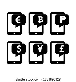 Vector image. Basic icons of different forms of mobile payment.